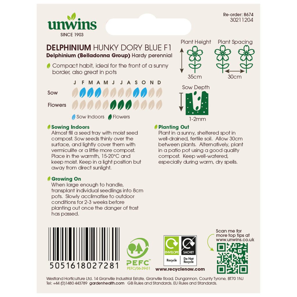 Unwins Delphinium Hunky Dory Blue F1 Seeds 5051618027281 2